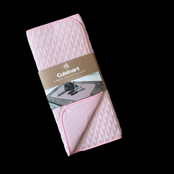 CUISINART Pastel Pink Kitchen Dish Drying Mats 18x24 Set of 2 NEW - Picture 7 of 10